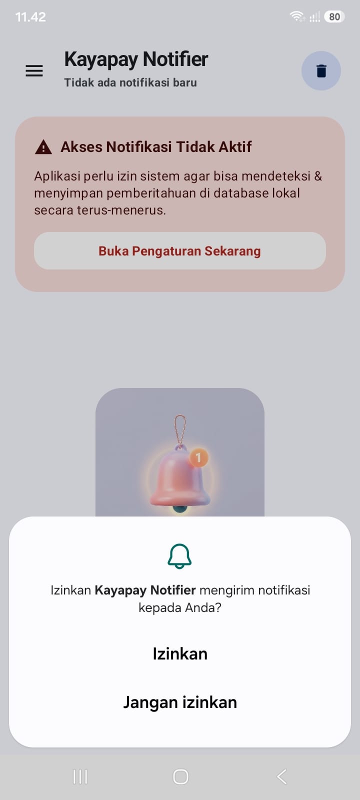 Langkah 1 — Izinkan akses notifikasi